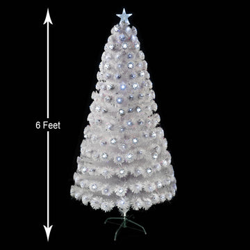 White Fibre Optic LED Artificial Christmas Tree, 6Ft