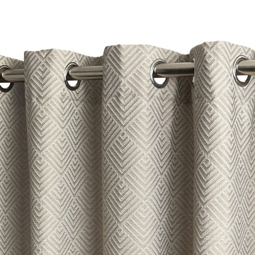 Jacquard Textured Blackout Eyelet Ring Top Curtains 66" x 90" - Stone Natural