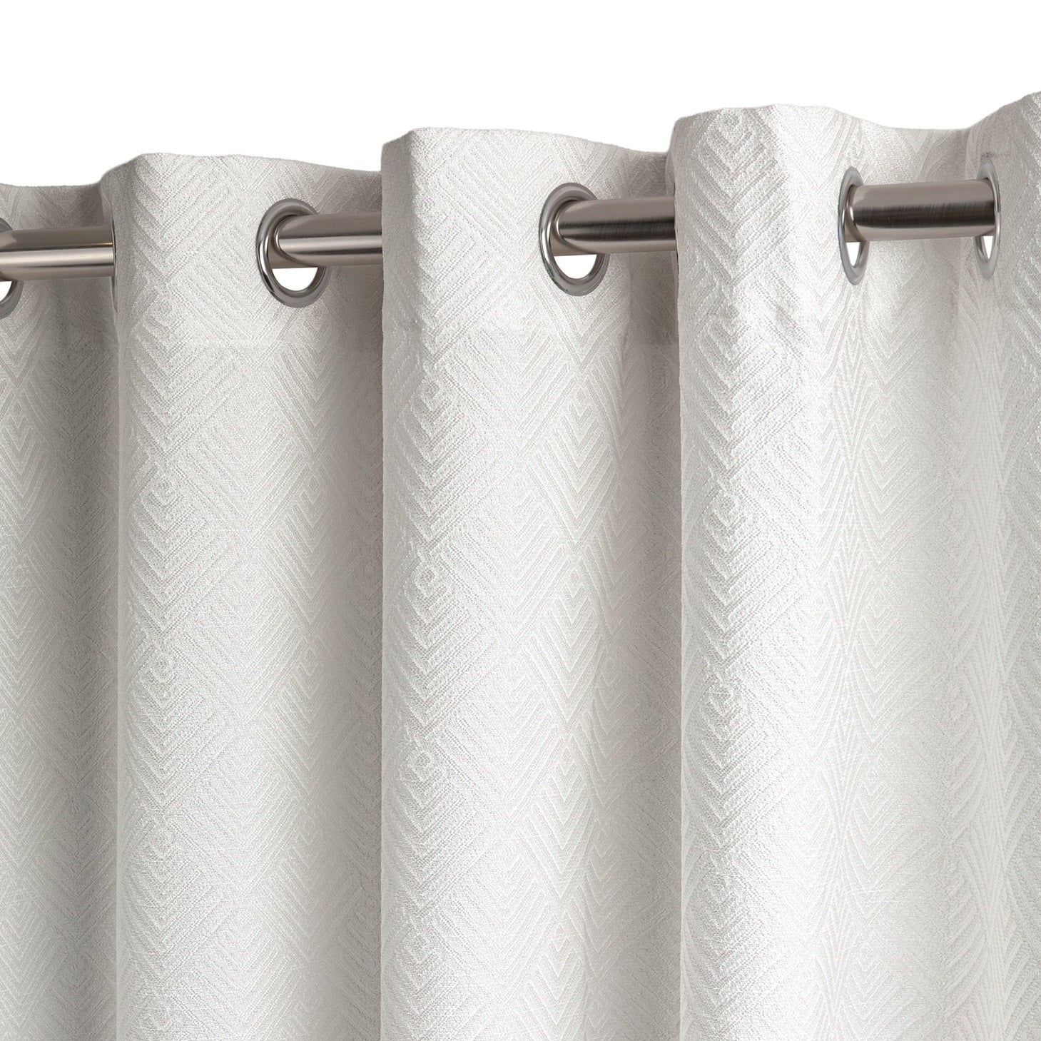 Jacquard Textured Blackout Eyelet Ring Top Curtains 66" x 72" - White