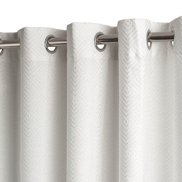Jacquard Textured Blackout Eyelet Ring Top Curtains 66" x 72" - White