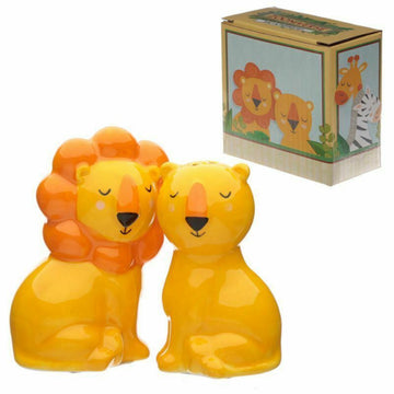 Lion Salt & Pepper Set Novelty Ceramic Dispenser Shaker Pot Seasoning Kitchen