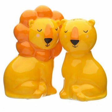 Lion Salt & Pepper Set Novelty Ceramic Dispenser Shaker Pot Seasoning Kitchen