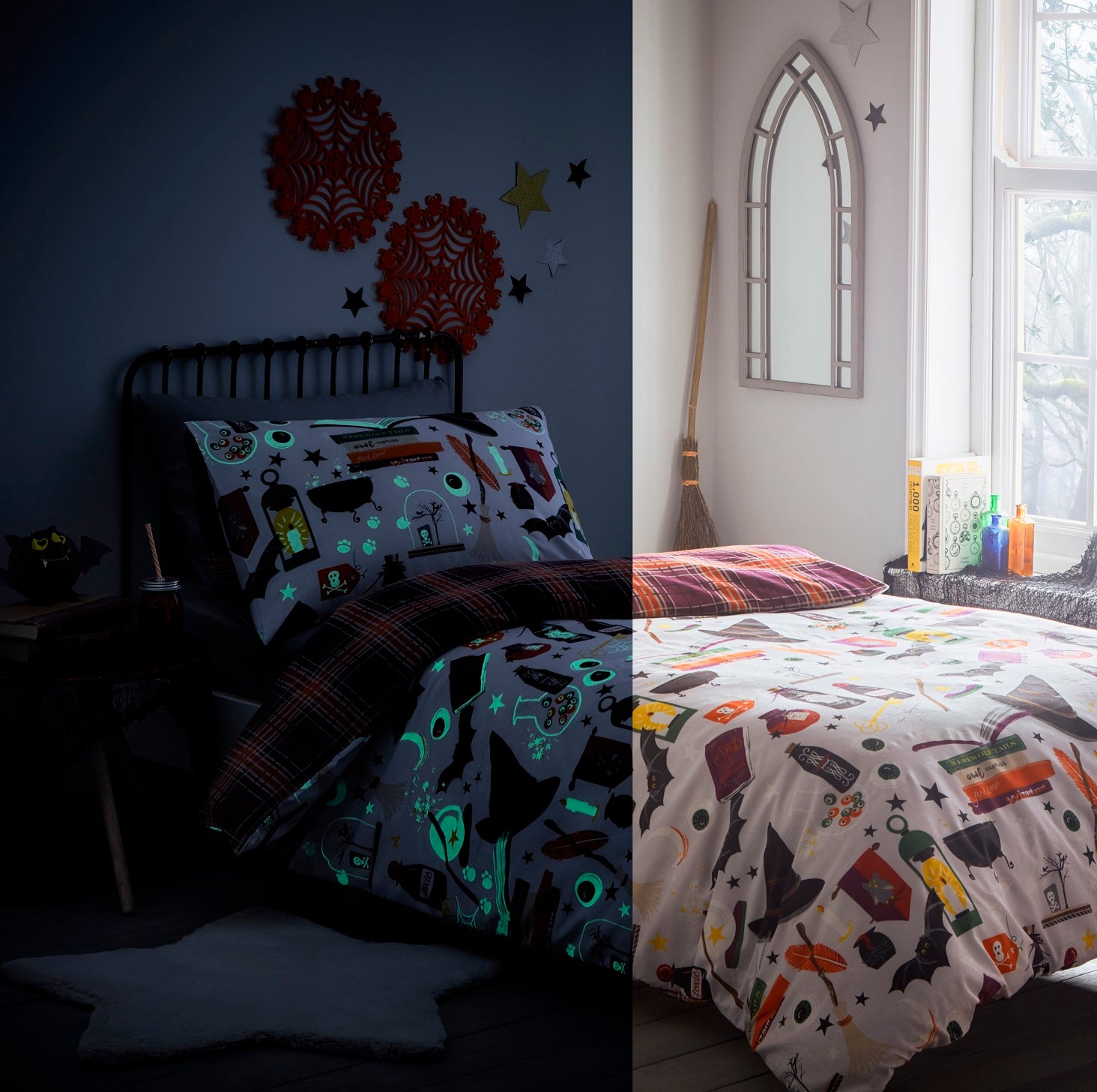 Spellbound Glow In The Dark Halloween Duvet Cover Set, Single