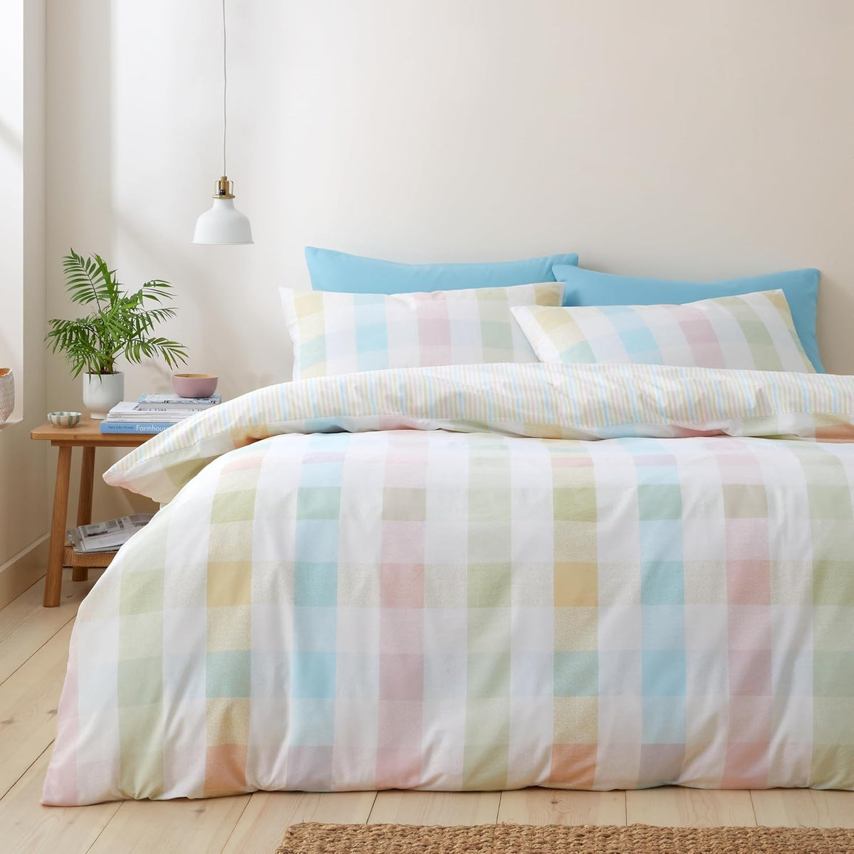Catherine Lansfield Tartan Check Striped Duvet Cover Set, King
