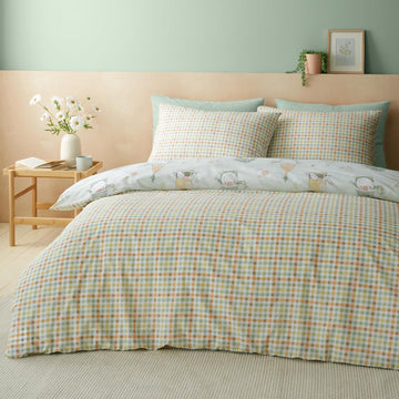 Catherine Lansfield Gonk Gingham Duvet Cover Set, Double, Mint Green