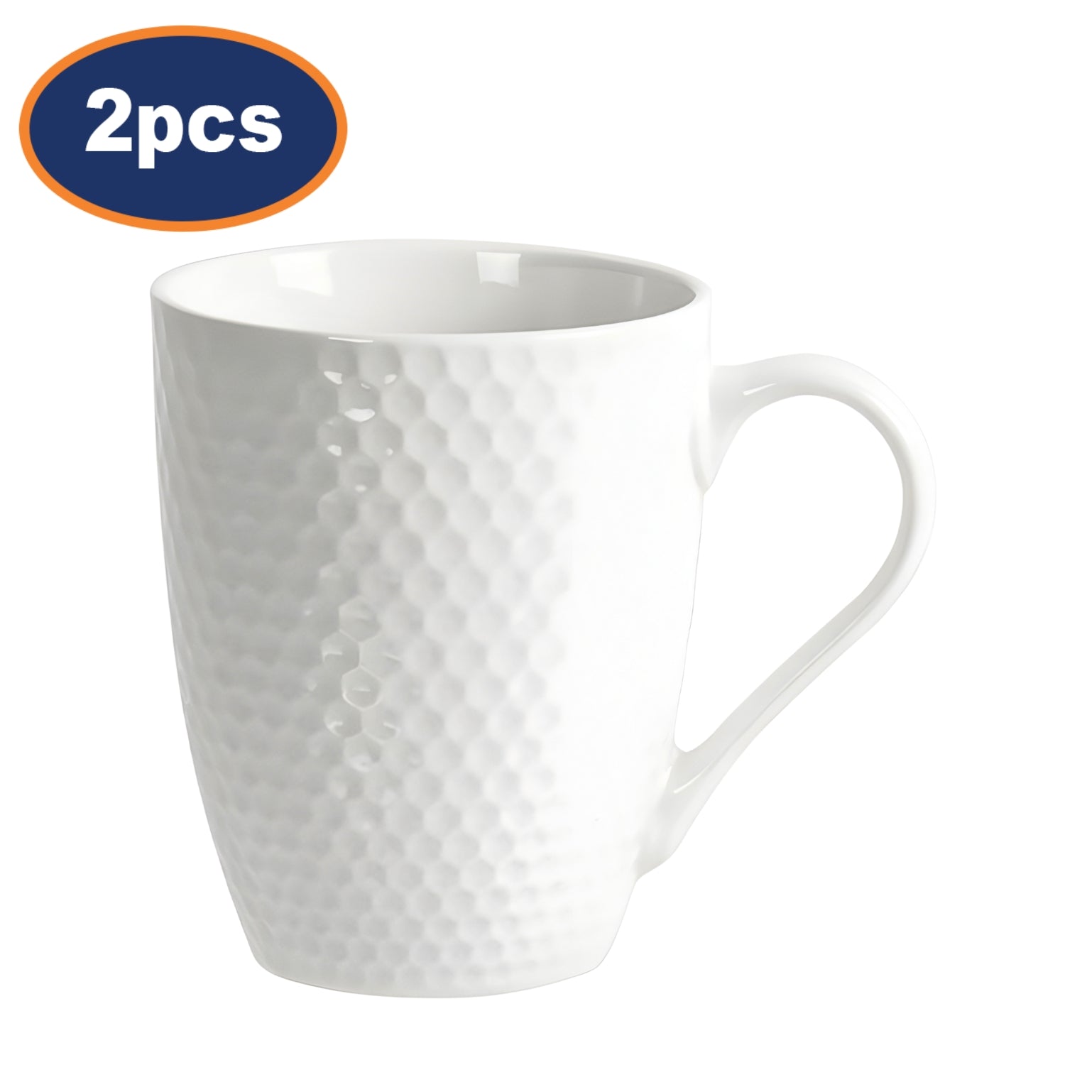 2Pcs 300ml Embossed Honeycomb Ceramic Coffee Mugs Set