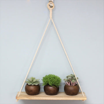 2pcs Wood Rope Hanging Shelves