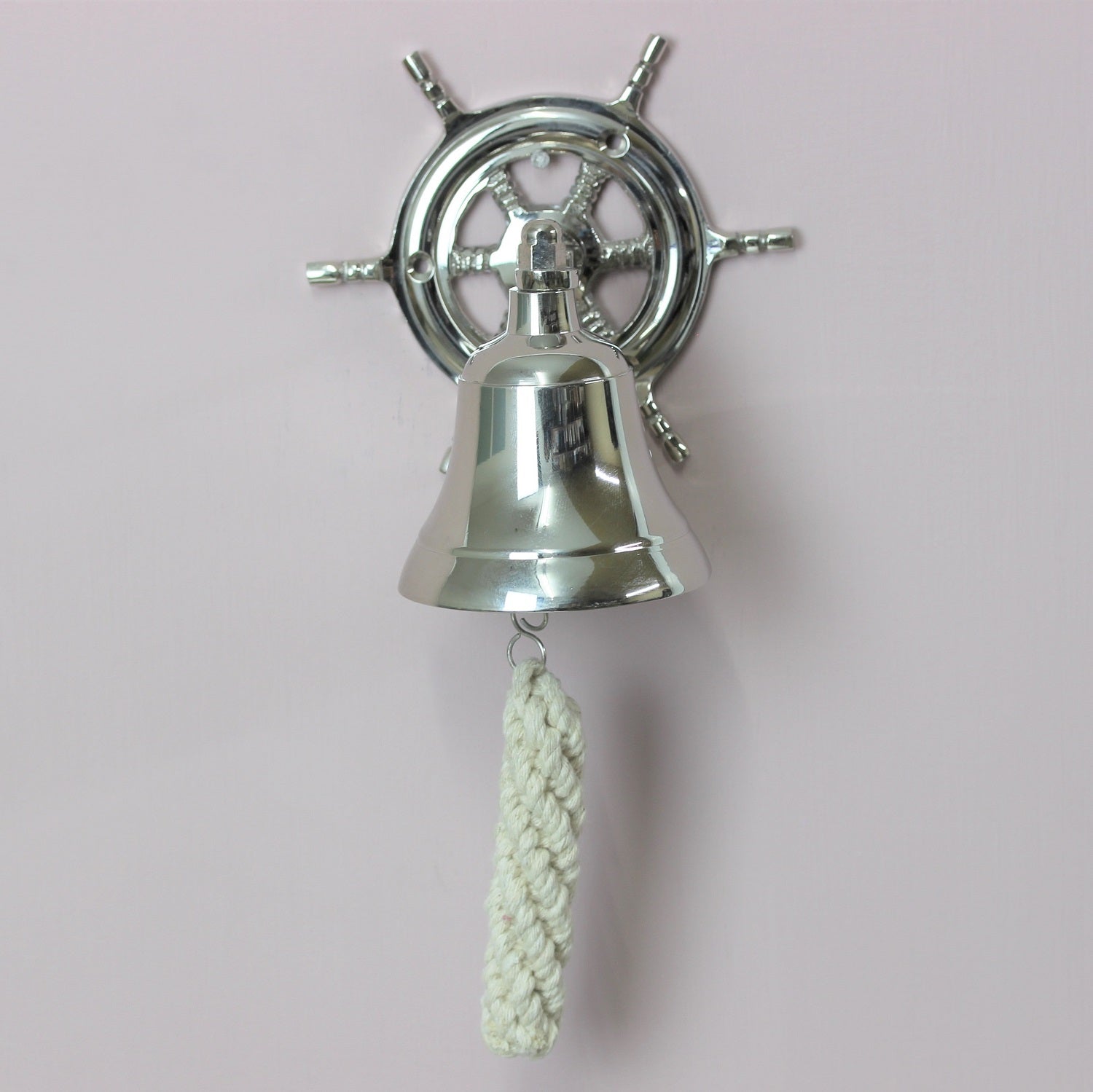 Silver Ship & Wheel Hanging Bell