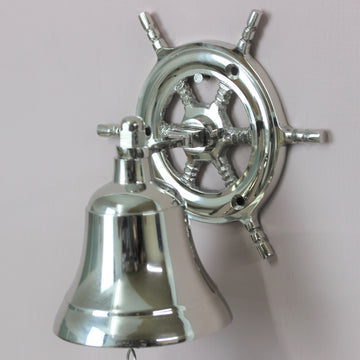 Silver Ship & Wheel Hanging Bell