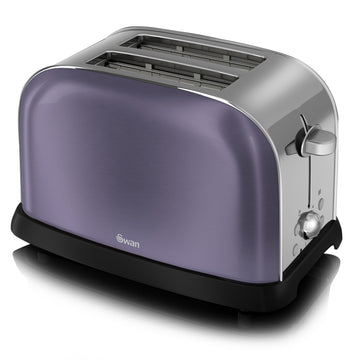 Swan Metallic Plum Purple Stainless Steel 2 Slice Toaster