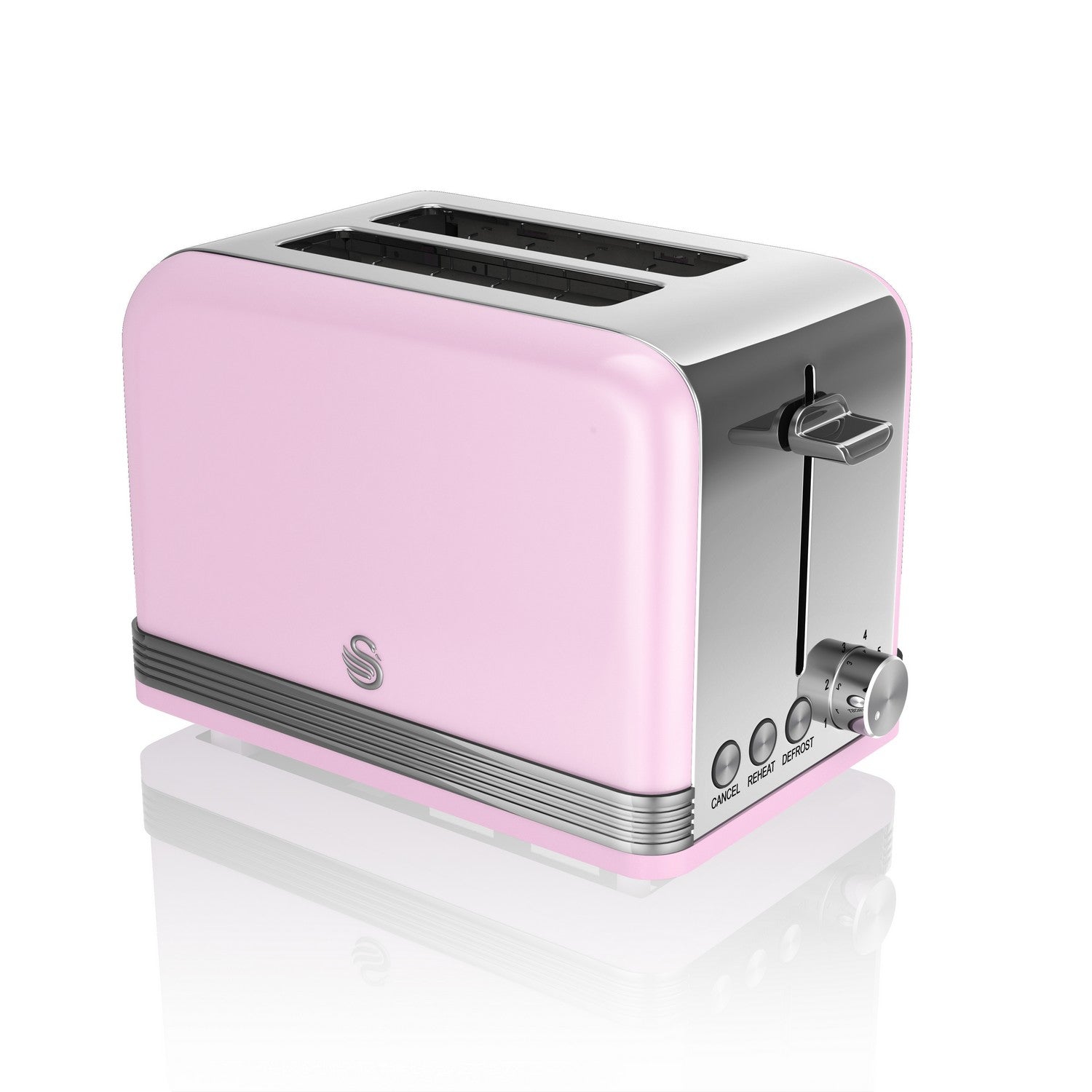 Swan 2 Slice Retro Pink Stainless Steel Toaster