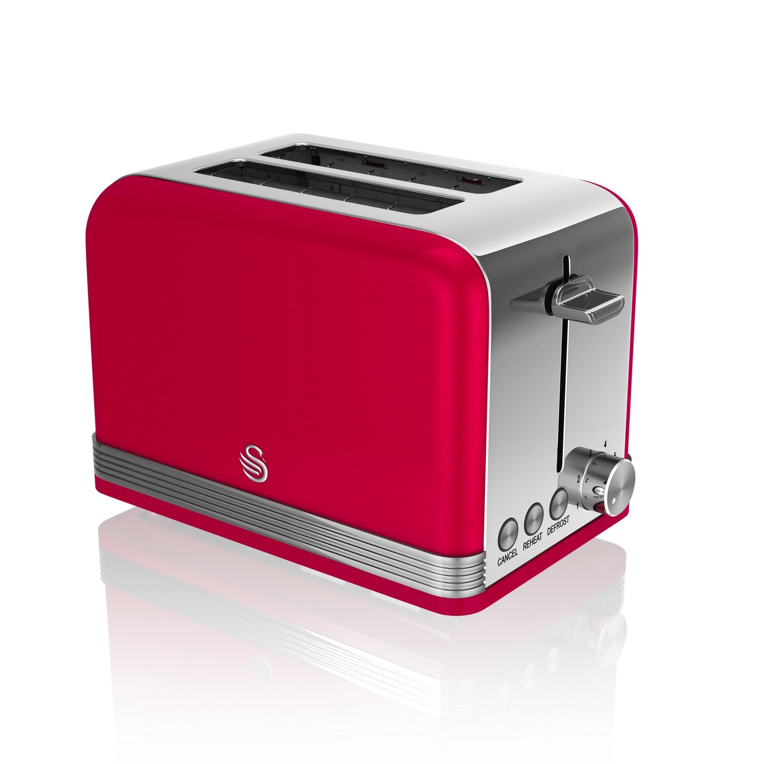 Swan 2 Slice Retro Red Stainless Steel Toaster
