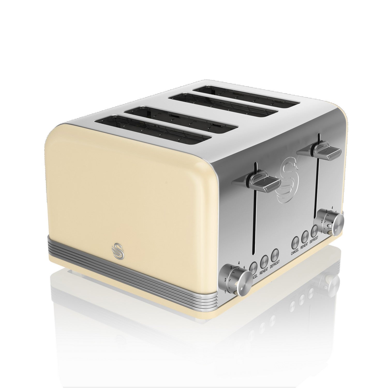 Swan 1600W Retro Cream Stainless Steel 4 Slice Toaster