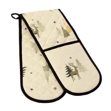 Stag Double Oven Gloves 100% Cotton, Natural & Cream