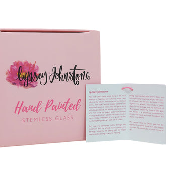 Lynsey Johnstone Hand Painted Stemless Gin Glass Butterfly Garden Floral