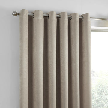 Classic Vogue Textured Dim Out Thermal Eyelet Ring Top Curtains 66" x 90" - Natural