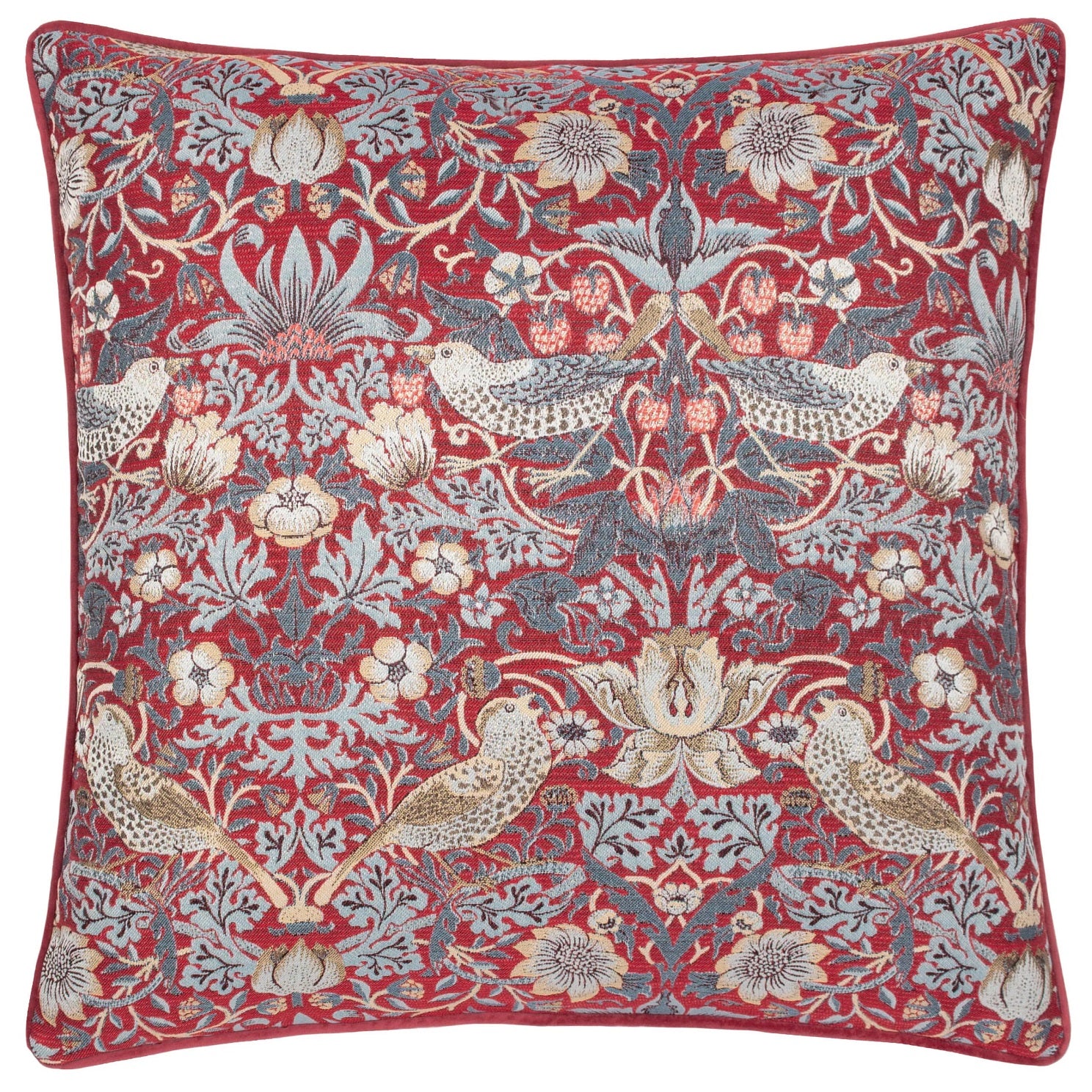 William Morris Strawberry Thief Cushion Cover 55x55cm Berry