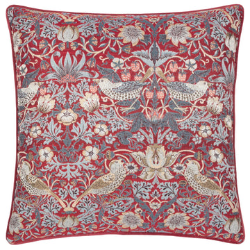 William Morris Strawberry Thief Filled Cushion 55x55cm Berry