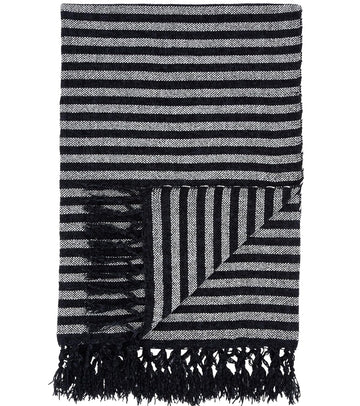 Catherine Lansfield Stripe Chenille Throw 130x170cm, Black
