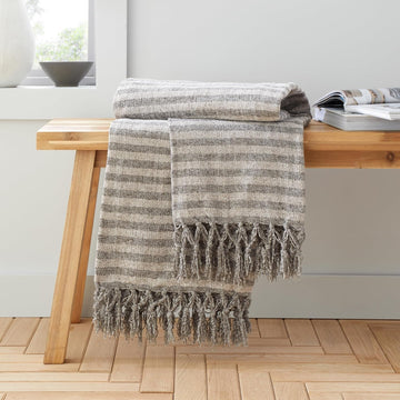Catherine Lansfield Stripe Chenille Throw 130x170cm, Grey