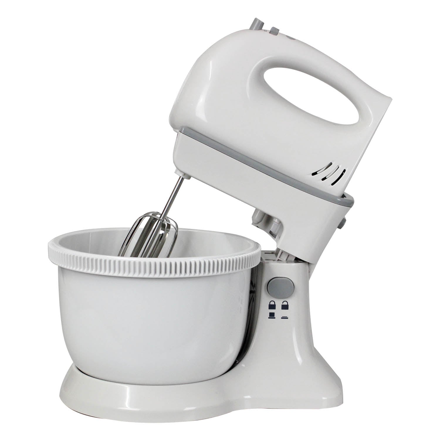 300W White Electric Twin Hand and Stand Mixer with Bowl