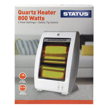 800W Quartz Portable Heater 2 Heat Settings Safety Switch