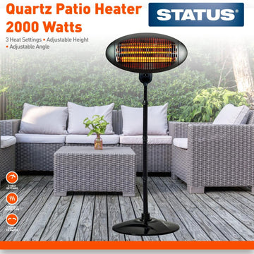STATUS 2000W Black Stainless Steel Outdoor Electric Patio Heater