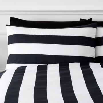 Style Sisters Bold Stripe Duvet Cover Set, Super King, Black & White