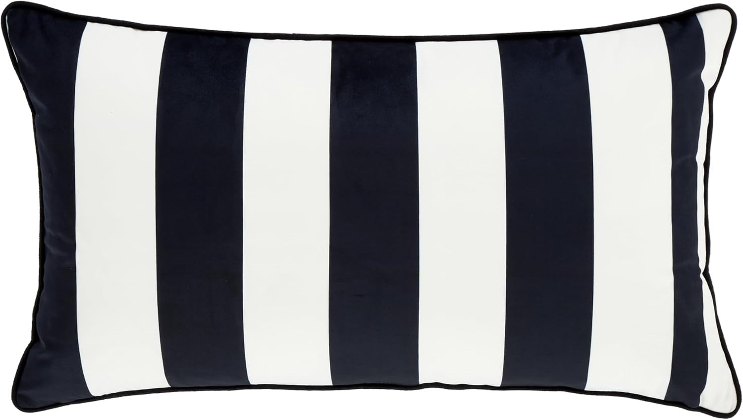 Style Sisters Monochrome Velvet Stripe Cushion, Black & White