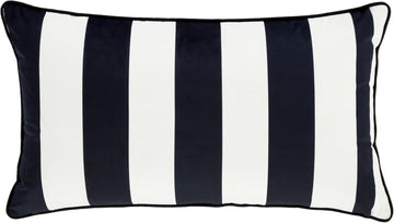 Style Sisters Monochrome Velvet Stripe Cushion, Black & White