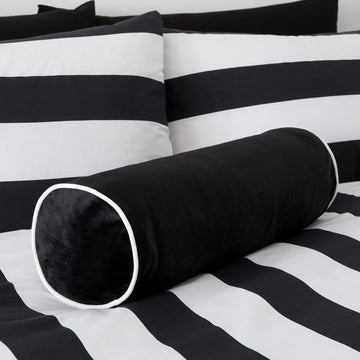 Style Sisters Velvet Bolster Cushion, Black & White