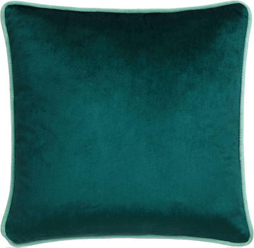 Laurence Llewelyn Bowen LLB Zig Zag Velvet Piped Edge Filled Cushion 43x43cm - Teal & Green