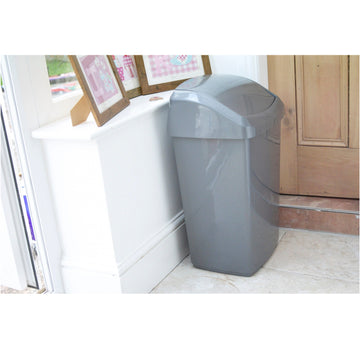 50L Swing Top Bin Waste Plastic Cream