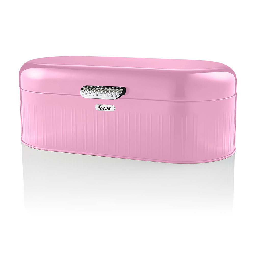 Pink Retro Bread Bin Kitchen Storage Easy Open Lid