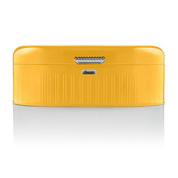 Yellow Retro Bread Bin Kitchen Storage Easy Open Lid