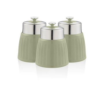 3Pcs Swan Green & Chrome Stainless Steel Canisters