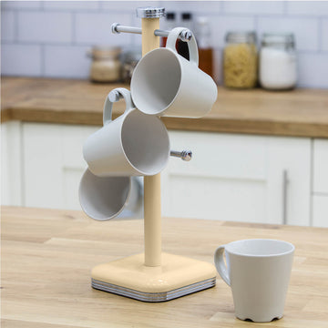 Swan Retro Steel Cream 6 Cups Mug Tree