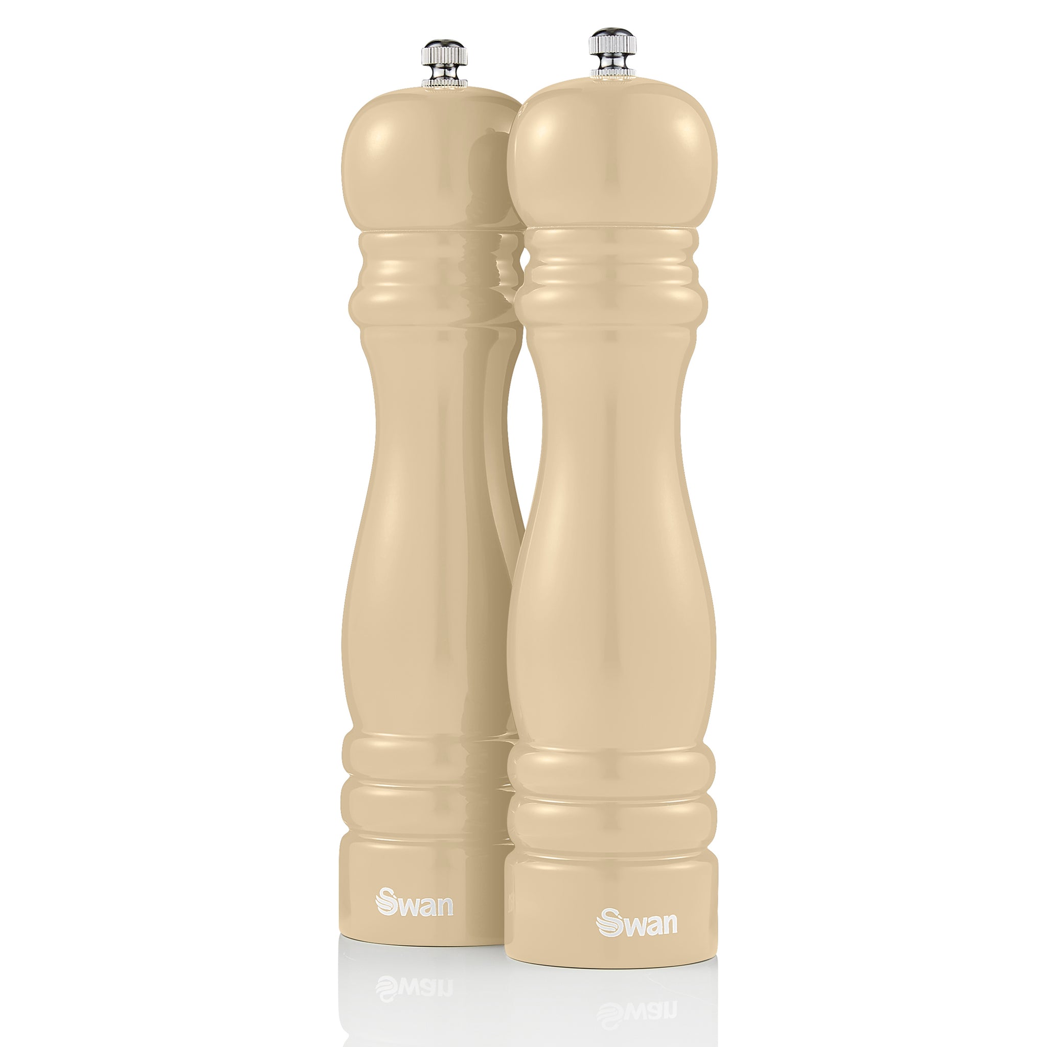 Retro Cream 8'' Salt and Pepper Mills Refill Rubber Wood