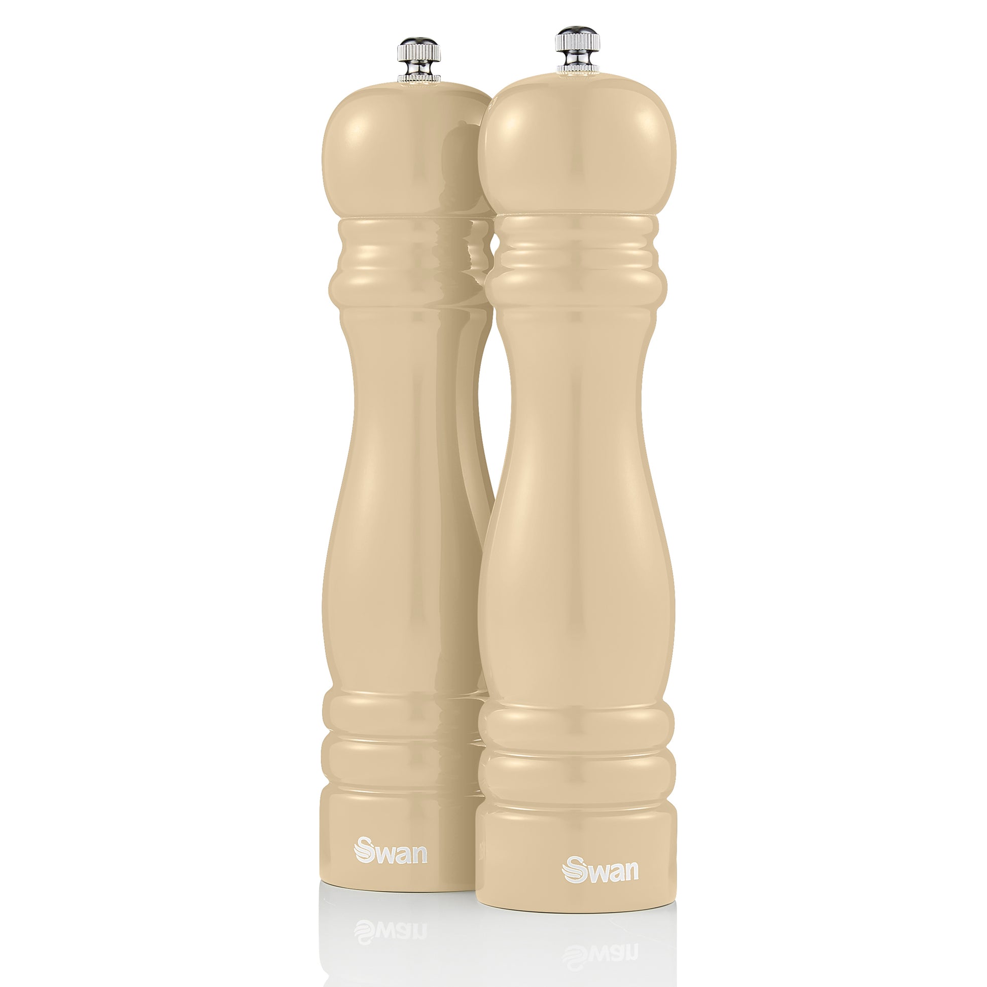 Retro Cream 8'' Salt and Pepper Mills Refill Rubber Wood