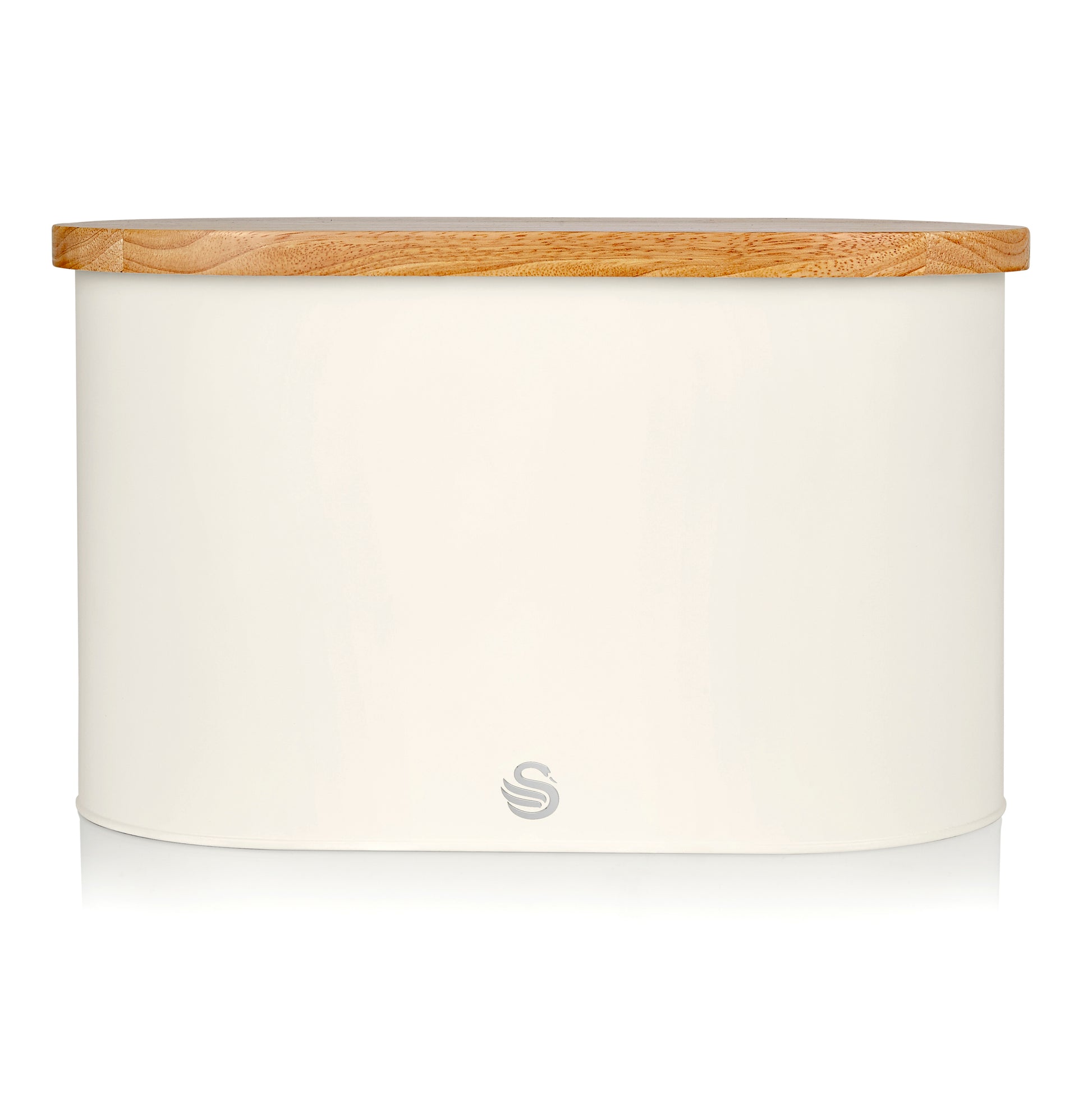 Swan White Nordic Steel Bread Bin With Bamboo Cutting Board Top Lid