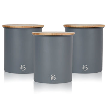 3Pcs Swan Matte Grey Carbon Steel Canisters