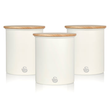 3Pcs Swan Matte White Carbon Steel Canisters