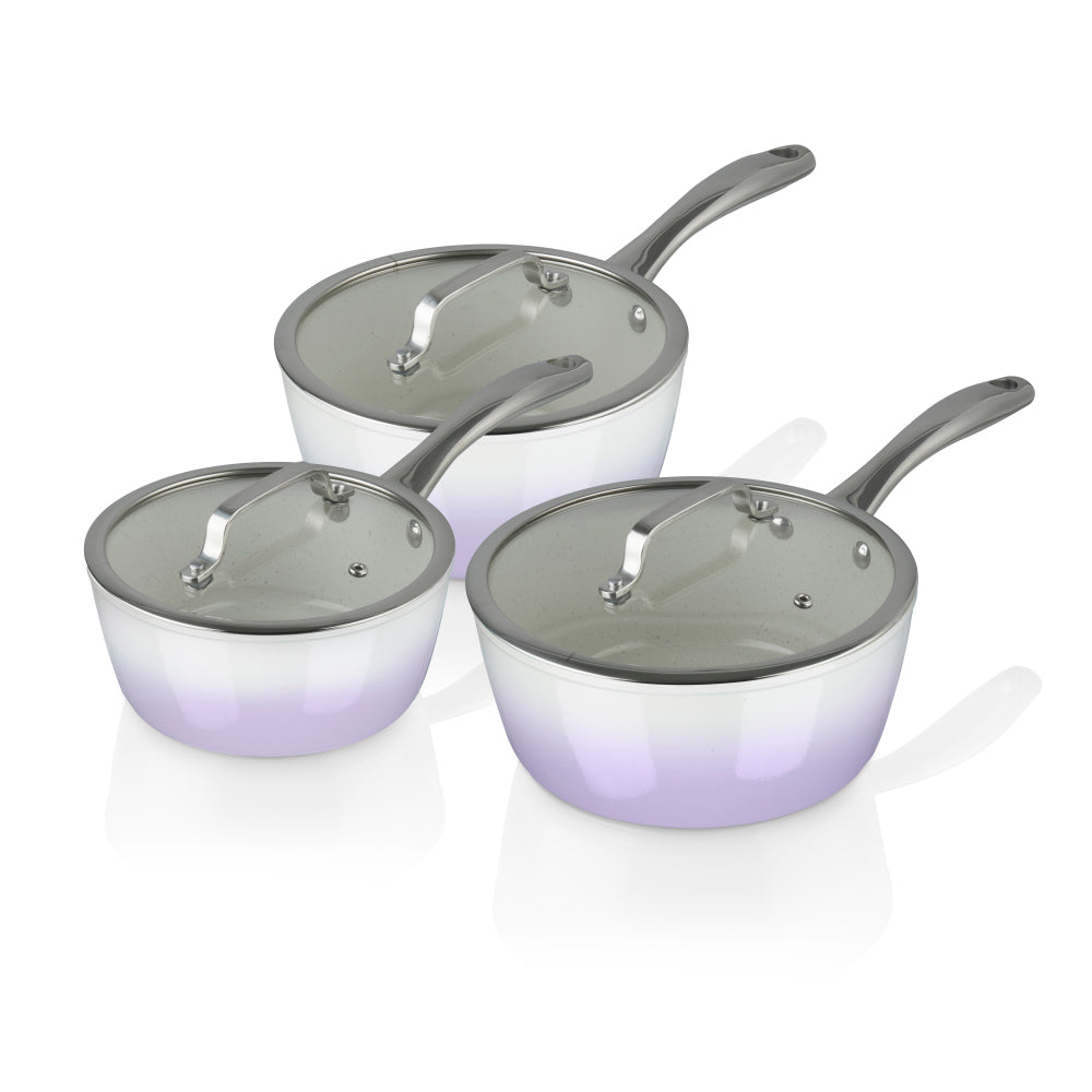 Swan Fearne Lily 3 Piece Soft Purple Shade Forged Aluminium Pan Set