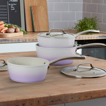 Swan Fearne Lily 3 Piece Soft Purple Shade Forged Aluminium Pan Set