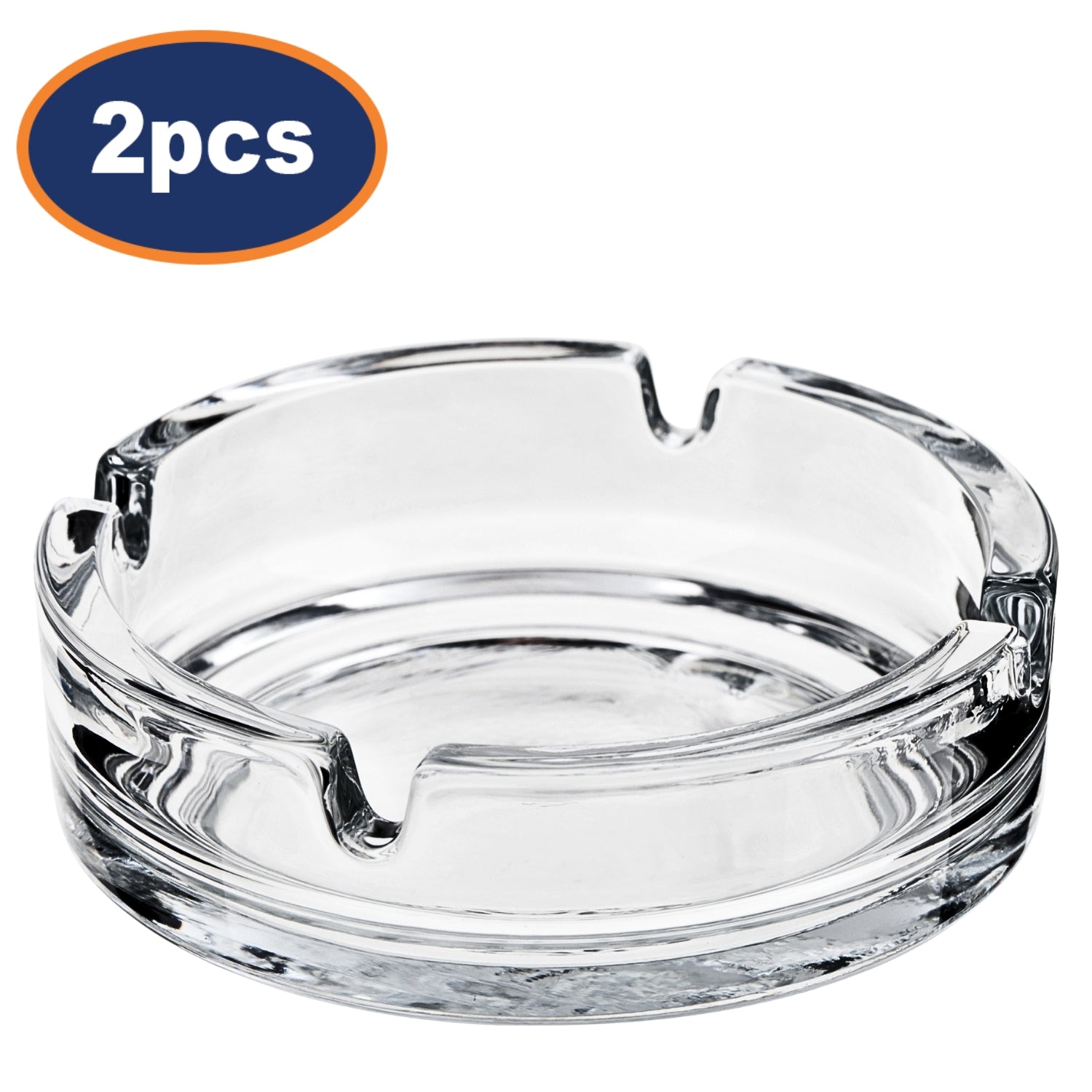 2Pcs Sozali Clear Round Glass Ashtrays