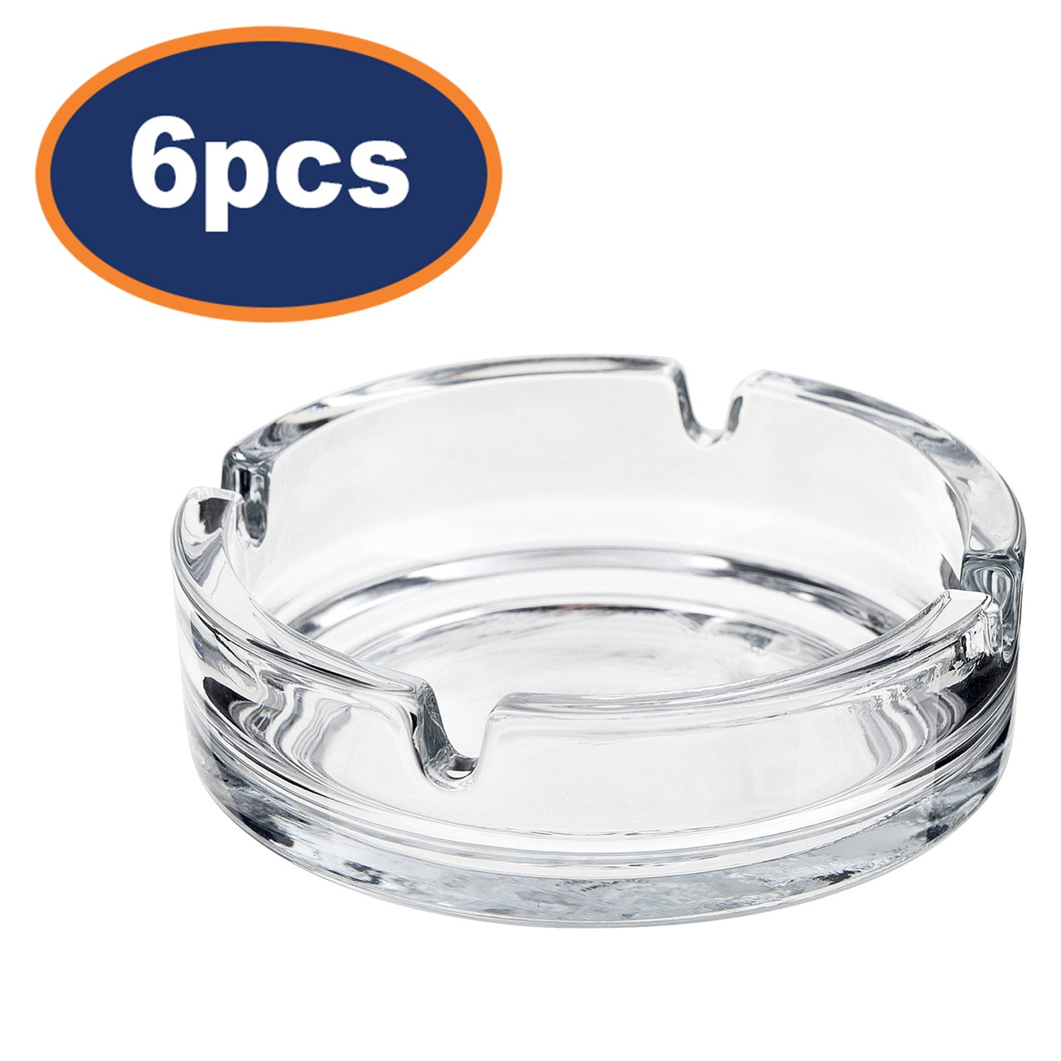 6Pcs Sozali Clear Round Glass Ashtrays