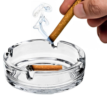 8Pcs Sozali Clear Round Glass Ashtrays