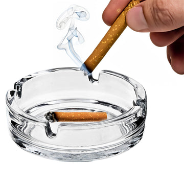 2Pcs Sozali Clear Round Glass Ashtrays