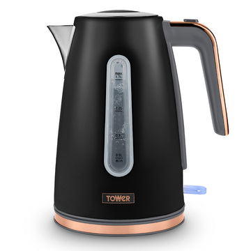 1.7L 3KW Jug Kettle Black and Rose Gold Accents