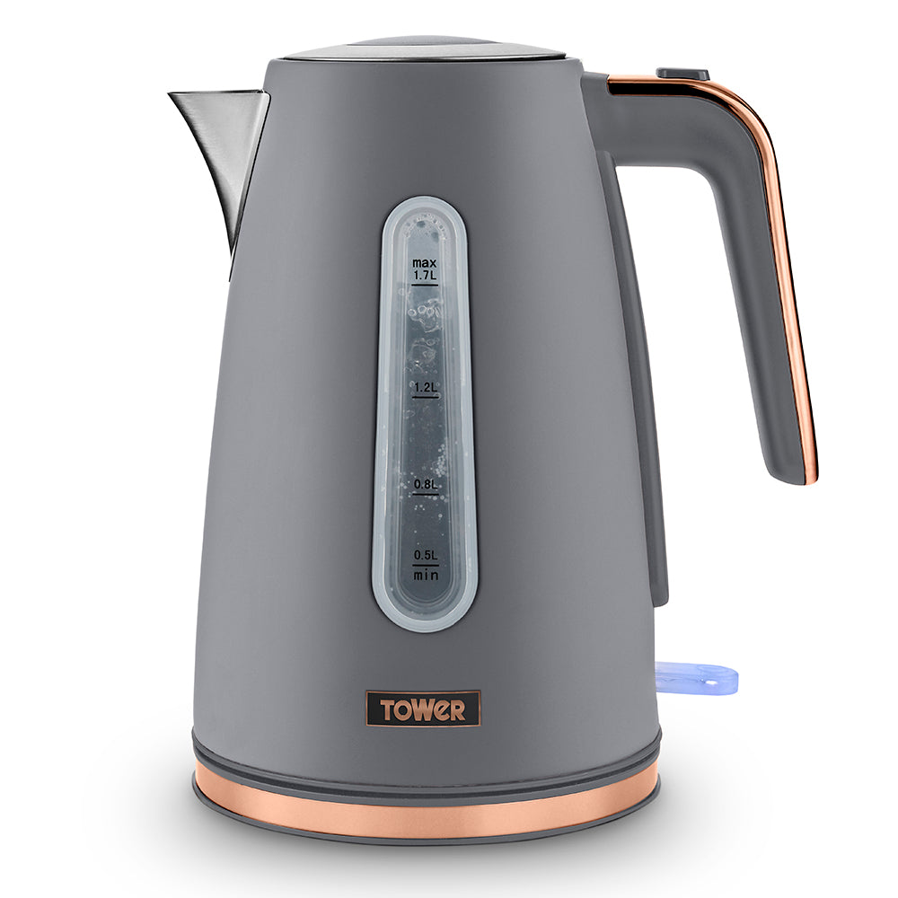 1.7L 3KW Jug Kettle Grey and Rose Gold Accents